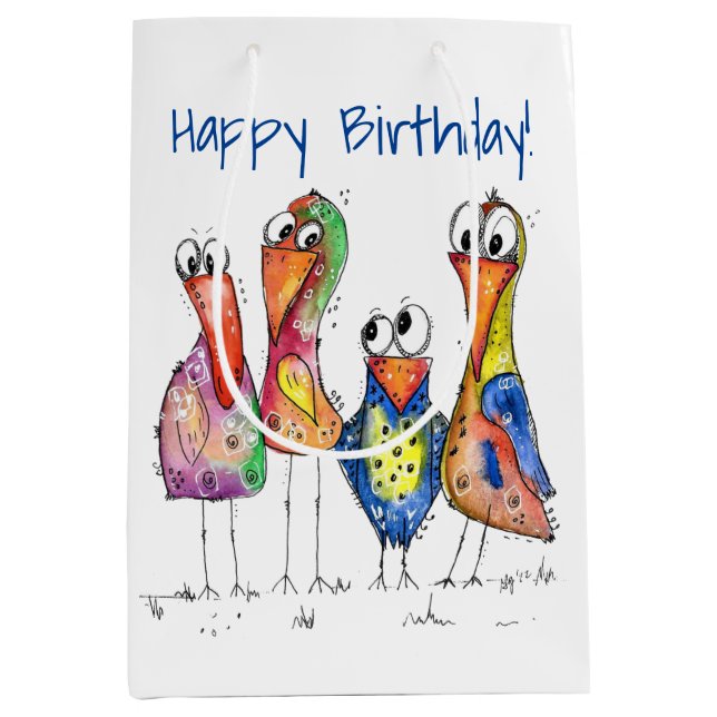 Fyra Cute Colorful Whimsiic Birds (Framsidan)