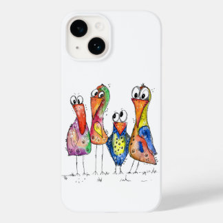 Fyra Cute Colorful Whimsiic Birds
