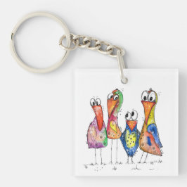 Fyra Cute Colorful Whimsiic Birds