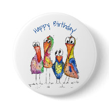 Fyra Cute Colorful Whimsiic Birds