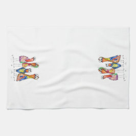 Fyra Cute Colorful Whimsiic Birds Kökshandduk