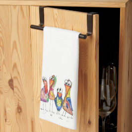Fyra Cute Colorful Whimsiic Birds Kökshandduk
