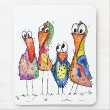 Fyra Cute Colorful Whimsiic Birds