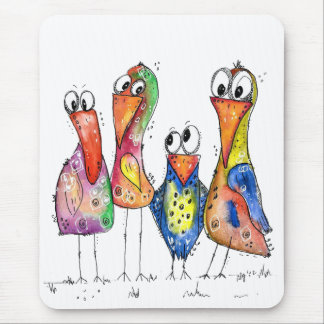 Fyra Cute Colorful Whimsiic Birds Musmatta