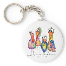 Fyra Cute Colorful Whimsiic Birds
