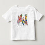 Fyra Cute Whimsic Colorful Birds T-Shirt<br><div class="desc">Det här är en ursprunglig blandmediematning av fyra vita,  färgstarka fåglar.</div>