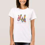 Fyra Cute Whimsic Colorful Birds T-Shirt<br><div class="desc">Det här är en ursprunglig blandmediematning av fyra vita,  färgstarka fåglar.</div>