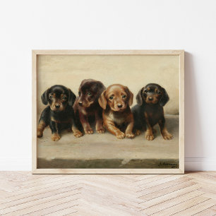 Fyra Dachshund-valpar   Carl Reichert Poster