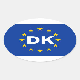 FYRA Danmark "DK" Europeiska unionflagga Ovalt Klistermärke