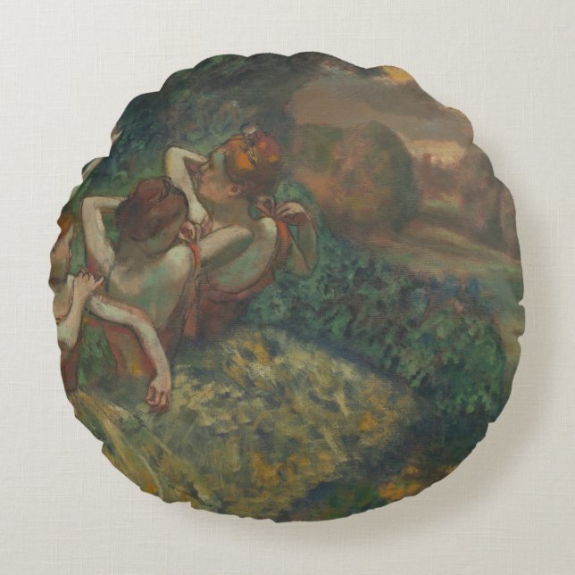Fyra dansare av Edgar Degas, Ballet Fine Art Rund Kudde (Framsidan)