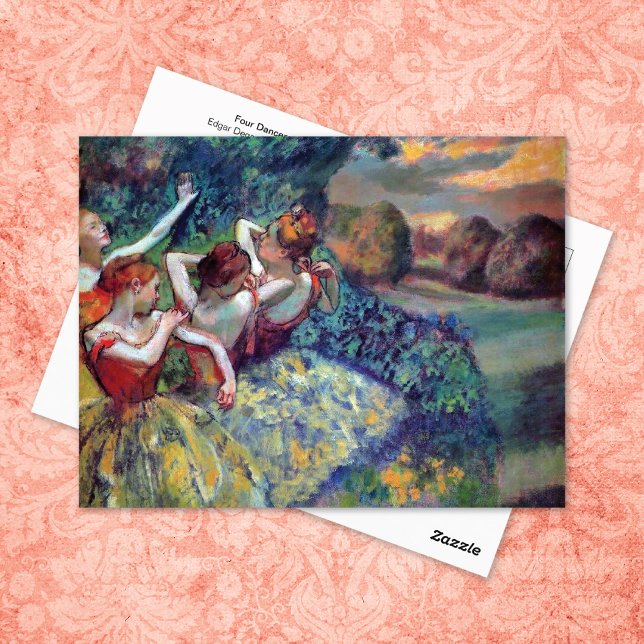 Fyra dansare Ballerinas Edgar Degas Vykort (Skapare uppladdad)