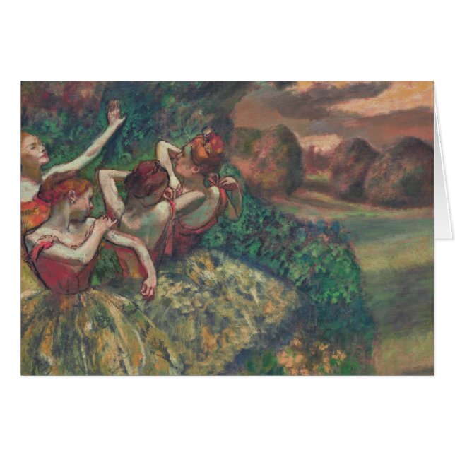 Fyra dansare, Edgar Degas Hälsning Hälsningskort (Framsidan Horizontal)