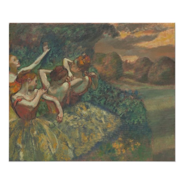 Fyra dansare, tryckmålning, Edgar Degas Fototryck (Framsidan)