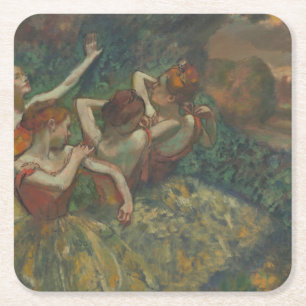 Fyra dansare, tryckmålning, Edgar Degas Underlägg Papper Kvadrat