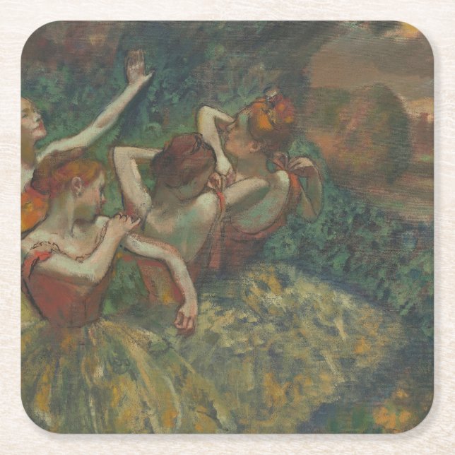 Fyra dansare, tryckmålning, Edgar Degas Underlägg Papper Kvadrat (Framsidan)