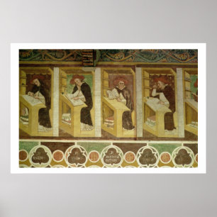 Fyra dominikanska munkar på deras skrivbord, frå poster