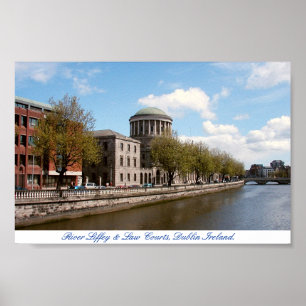 Fyra domstolar & River Liffey, Dublin City Ireland Poster