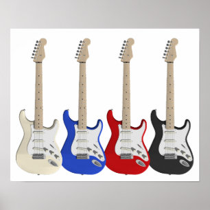 Fyra elektriska gitarrer poster