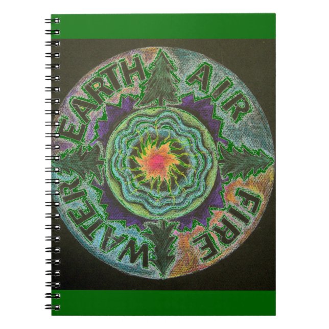Fyra element solmandala anteckningsbok (Framsidan)