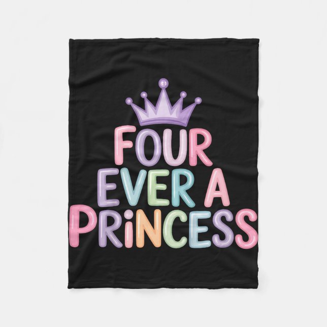 Fyra en prinsessa 4-års födelsedag flickor 4 år ga fleecefilt (Framsidan)