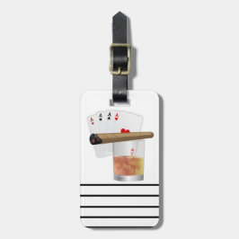 Fyra Ess, en drink och en cigarr Bagagebricka