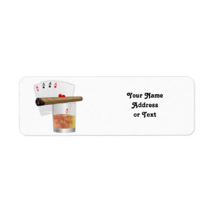 Fyra Ess, en drink och en cigarr Returadress Etikett