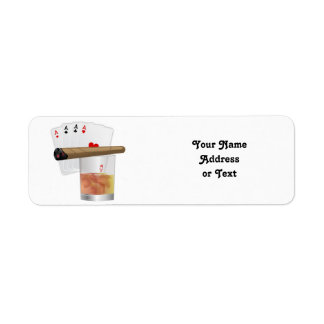 Fyra Ess, en drink och en cigarr Returadress Etikett