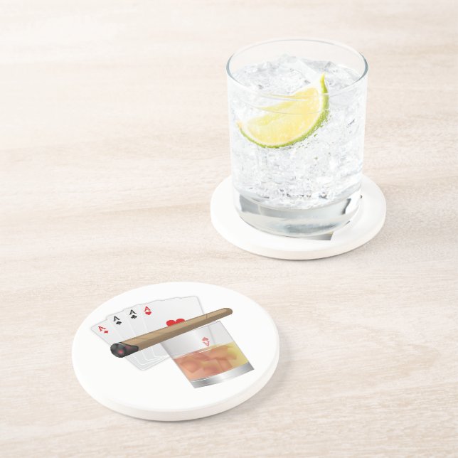 Fyra Ess, en drink och en cigarr Underlägg (Sidan)