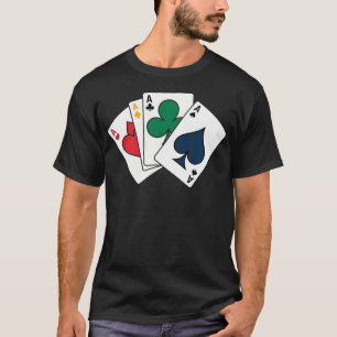 Fyra Ess Poker Kort Casino Stil Kläder T Shirt