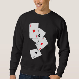 Fyra Ess Poker Pro Lucky Player Winner Costume Ha Lång Ärmad Tröja