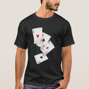 Fyra Ess Poker Pro Lycklig Spelare Vinnande Hand T Shirt