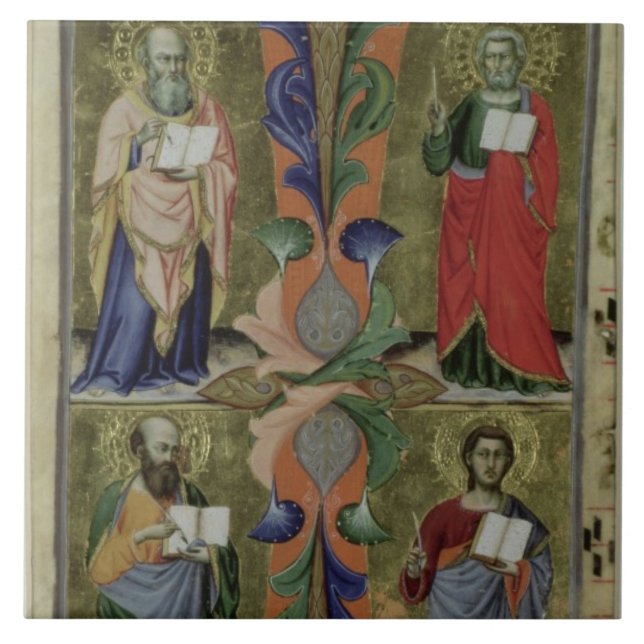 Fyra Evangelists, 14th århundrade (vellängpapper) Kakelplatta (Framsidan)