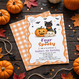 Fyra-evigt spöklik Halloween 4-års födelsedagsinbj Inbjudningar