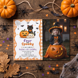 Fyra-evigt spöklik Halloween 4-års födelsedagsinbj Inbjudningar