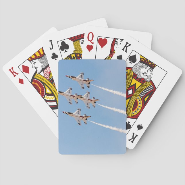 Fyra F-16 Thunderbirds flyger i tät formation Casinokort (Baksidan)