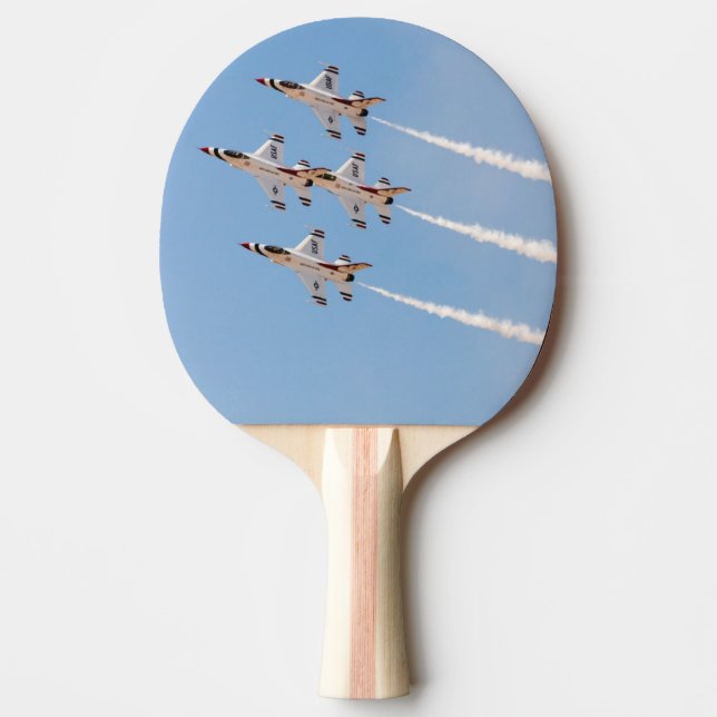 Fyra F-16 Thunderbirds flyger i tät formation Pingisracket (Framsidan)