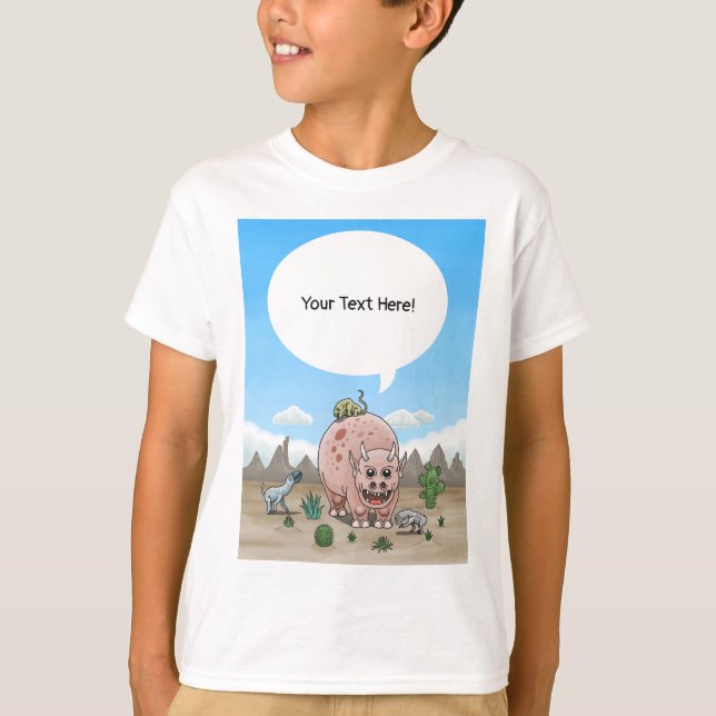 Fyra Fantasy Dinosaurs T Shirt (Framsida)