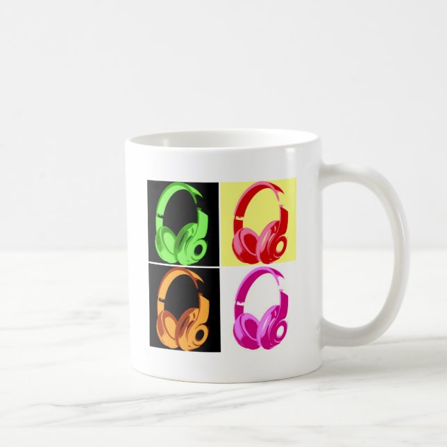 Fyra Färg-hörlursstolpar, Mobila Kaffemugg (Höger)