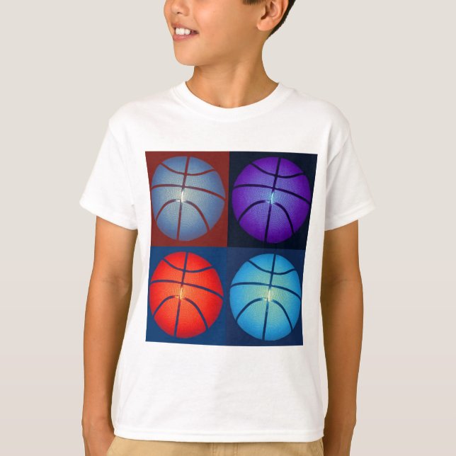 Fyra Färg-pop Art Basketboll Tee (Framsida)