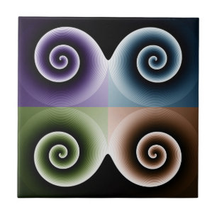 Fyra Färg Spiral Art Kakelplatta