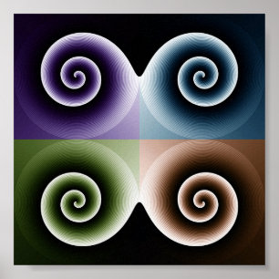 Fyra Färg Spiral Art Poster