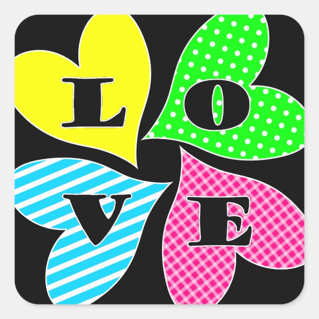 Fyra Färgader Fyrkantigt Klistermärke (Framsida)