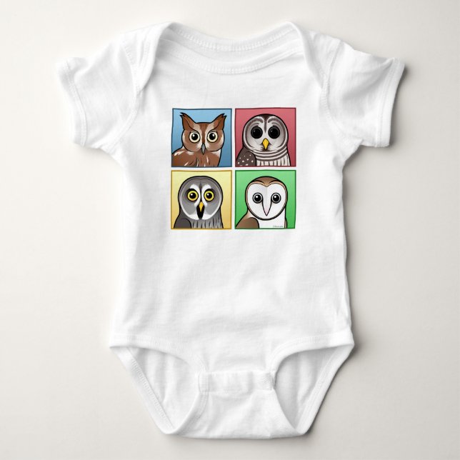 Fyra färgugglor (pastell) t shirt (Framsida)