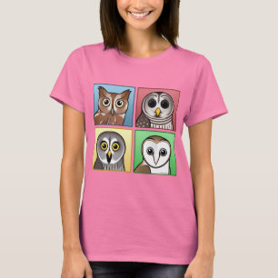 Fyra färgugglor (pastell) t-shirt