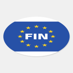 FYRA Finlands "FIN" EU-Flagga Ovalt Klistermärke