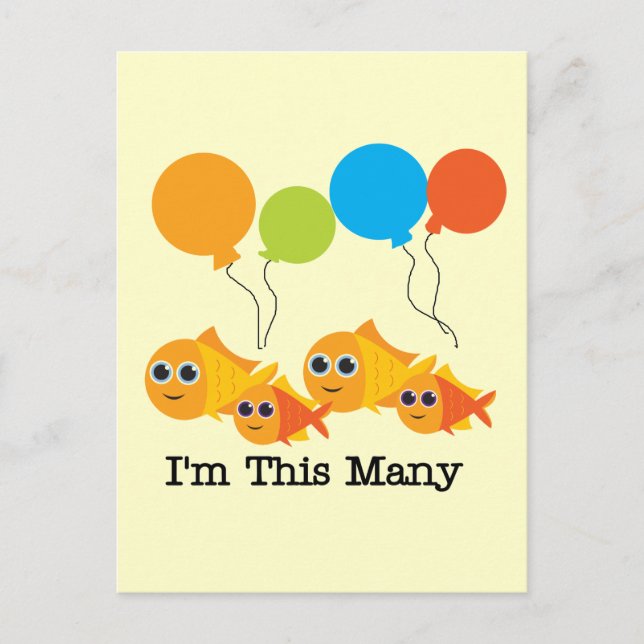 Fyra fiskar jag är så många Tshirts och gåvor Vykort (Framsida)