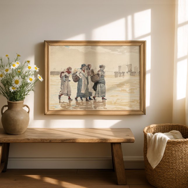 Fyra fiskefruar vid stranden | Winslow Homer Poster (Skapare uppladdad)