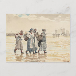 Fyra fiskefruar vid stranden Winslow Homer Vykort