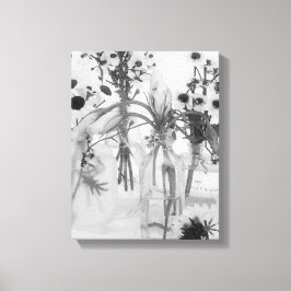Fyra Flaskor och vita blommor Canvastryck