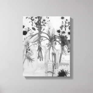 Fyra Flaskor och vita blommor Canvastryck